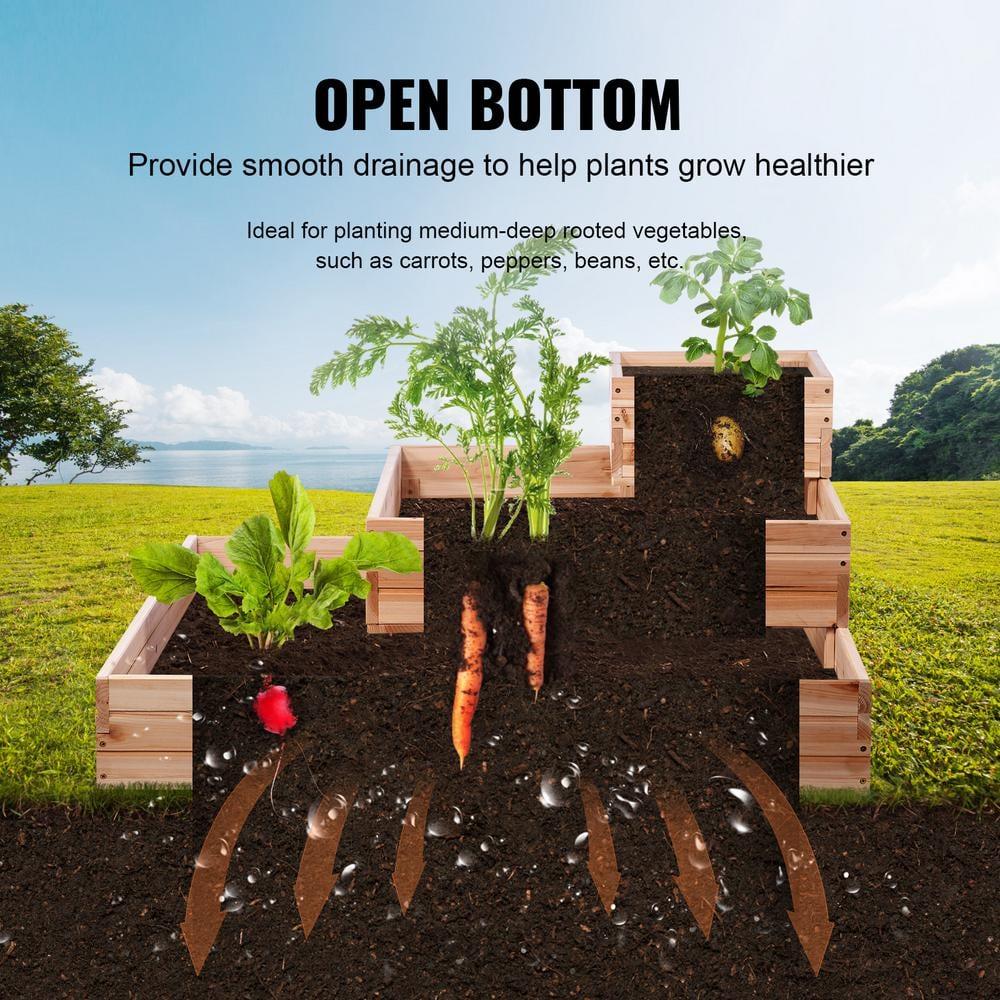 VEVOR Outdoor Wooden Raised Garden Bed Planter, 96 x 24 x 10in, High End Natural Fir Wood No-Bolt Assembly, Elevated Planting Box for Vegetable/Herb in Backyard/Patio