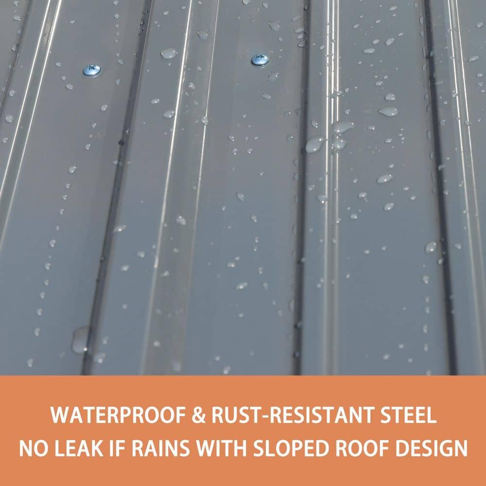 VEIKOUS 8'x10' Outdoor Storage Shed, Metal Tool Storage Sheds 80 sq ft, w/Lockable Door & Air Vent, Grey