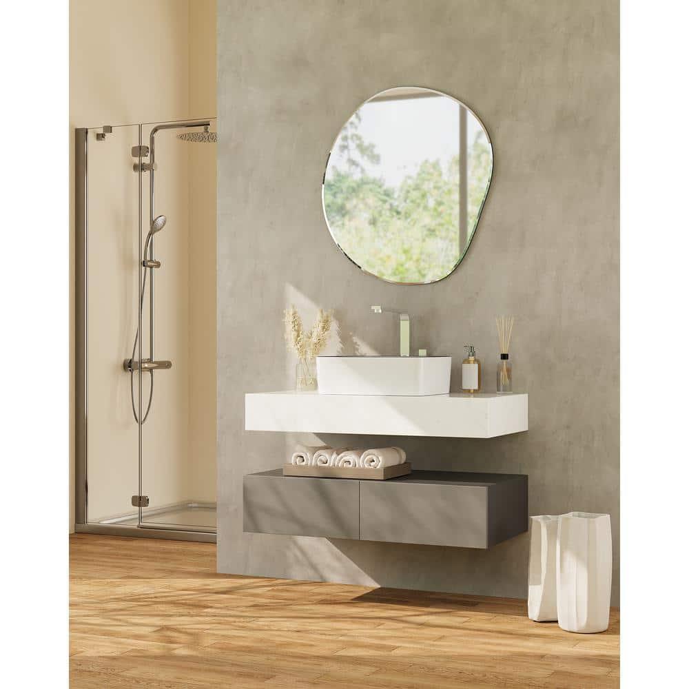 DeerValley DV-1V0317 Deervalley Liberty 16'' X 12'' Rectangular Vitreous China Vessel Bathroom Sink, White With Black Striped Edge