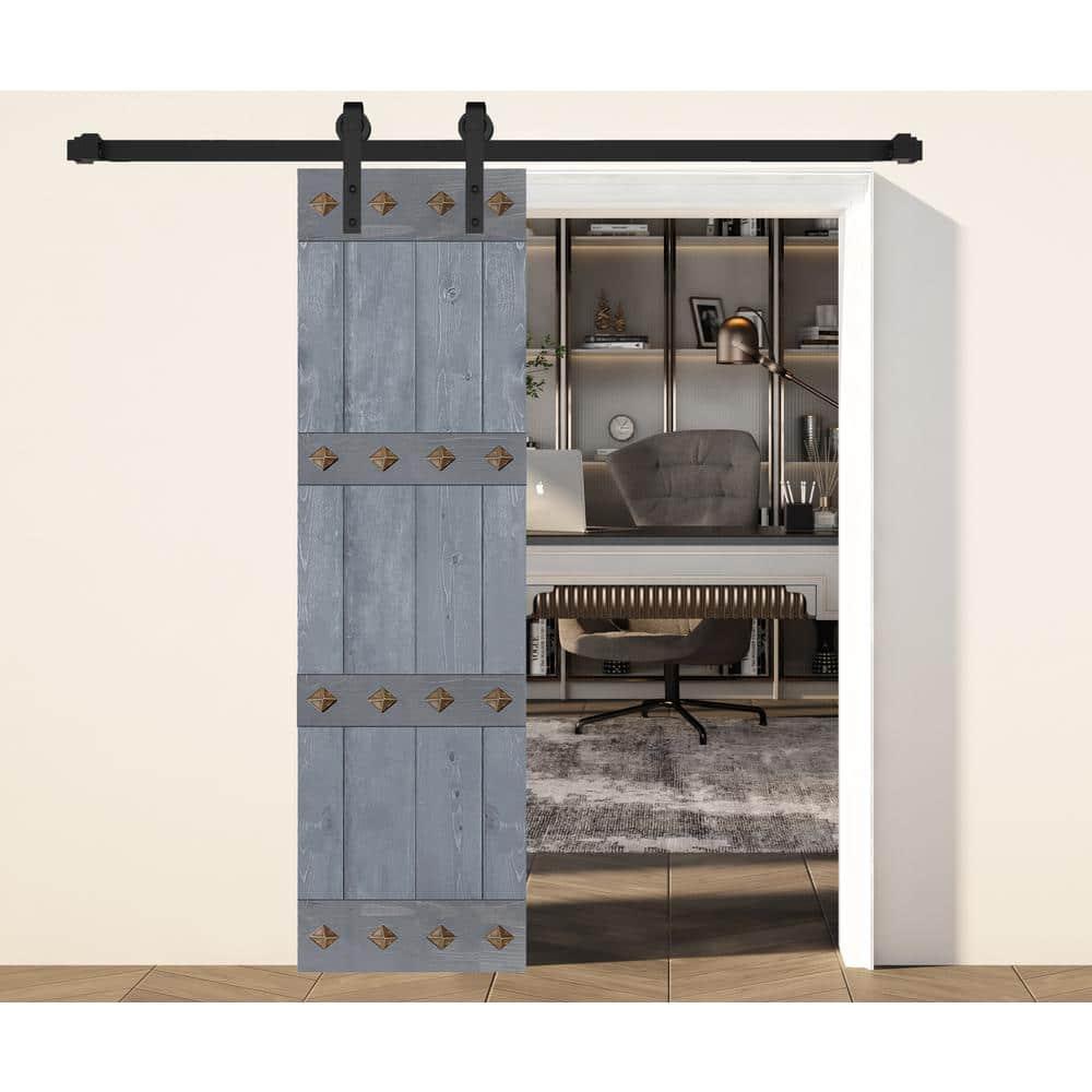 IsLife 84'' Solid Wood Paneled Matte without Installation Hardware Kit Barn Door