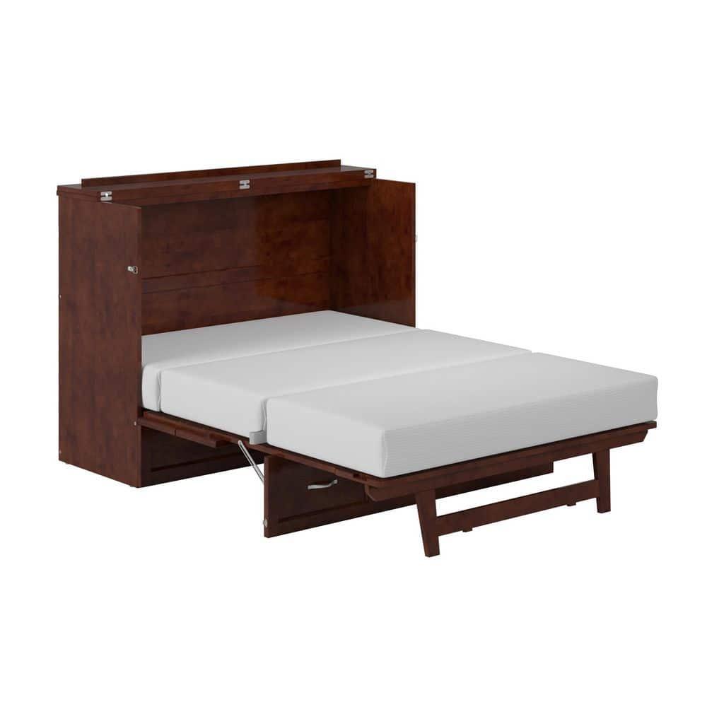 Full Deerfield Murphy Bed Chest with Charger Walnut - AFI: Bedroom Furniture, No Box Spring Needed