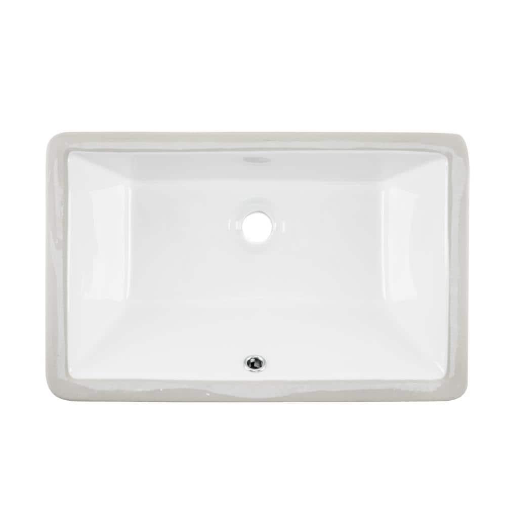 21 in. x 13-3/8 in. Glazed Porcelain Bathroom Sink in White