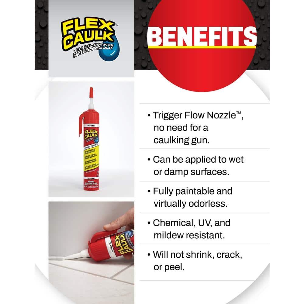 Flex Caulk All Purpose Clear 9 oz Pressurized Can, Trigger Flow Nozzle, No Caulk Gun Needed