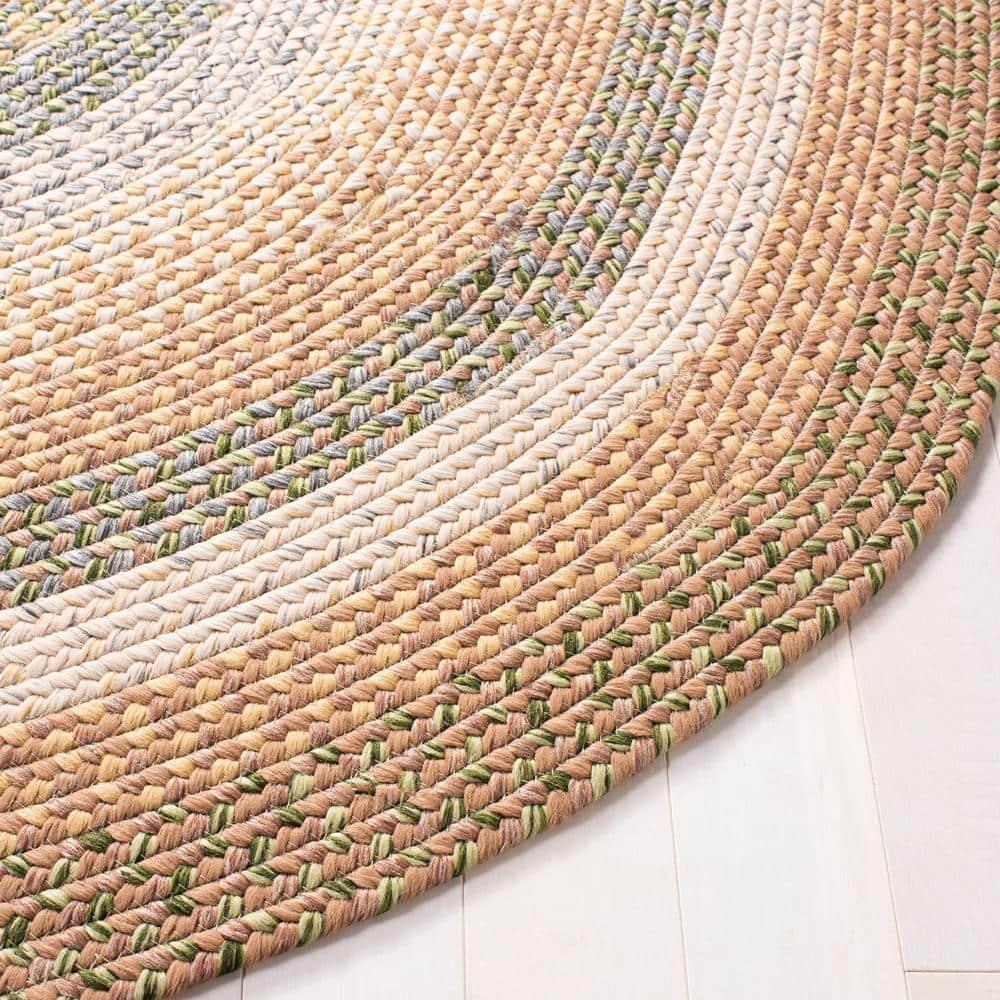 Braided BRD314 Hand Woven Area Rug - Tan/Multi - 6'x9' Oval - Safavieh.