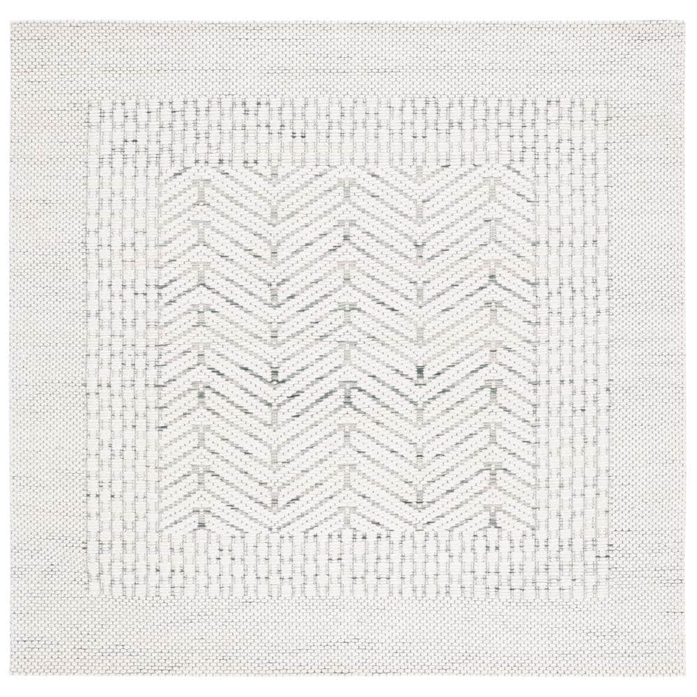 SAFAVIEH Marbella Marsan Bordered Area Rug, Ivory/Green, 6' x 6' Square