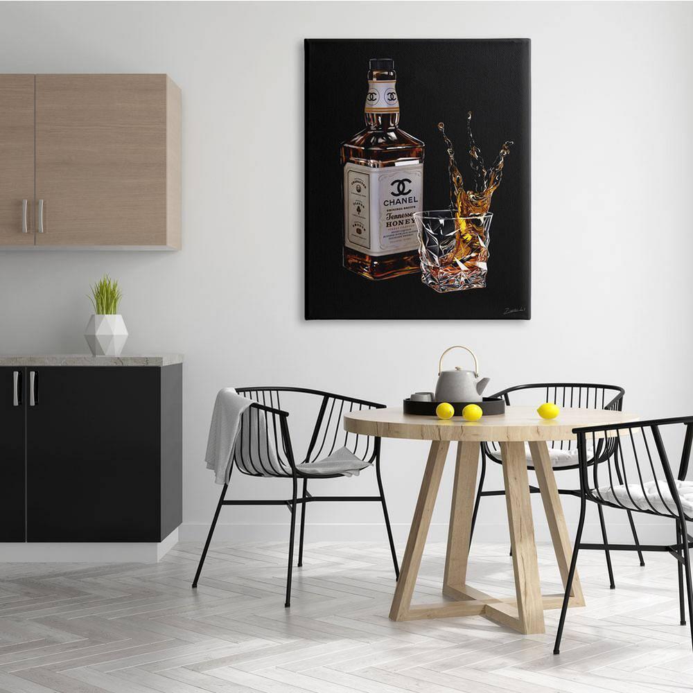 Stupell Industries Splashing Liqueur Glam Whiskey Bottle Graphic Art Gallery Wrapped Canvas Print Wall Art, Design by Ziwei Li