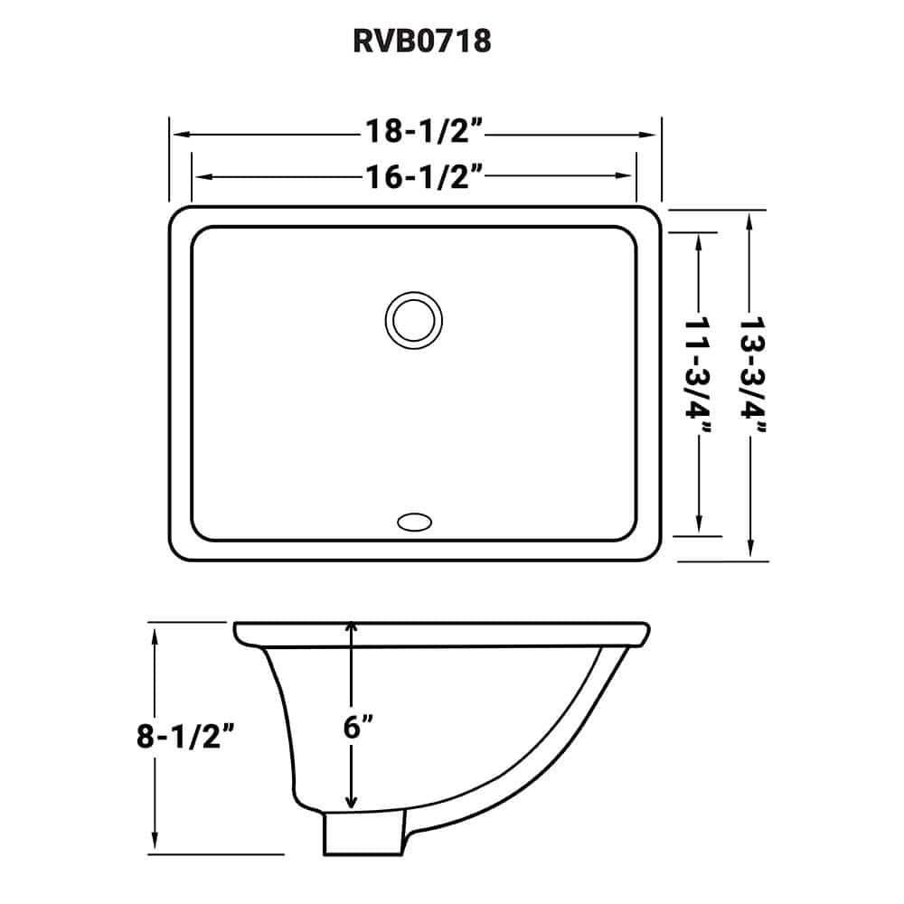 Ruvati 17 x 12 inch Undermount Bathroom Rectangular Porcelain Ceramic Sink with Overflow