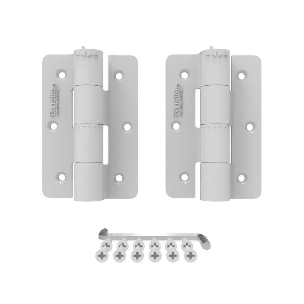 White Aluminum Self-Closing Butterfly Gate Hinges, 2-Pack
