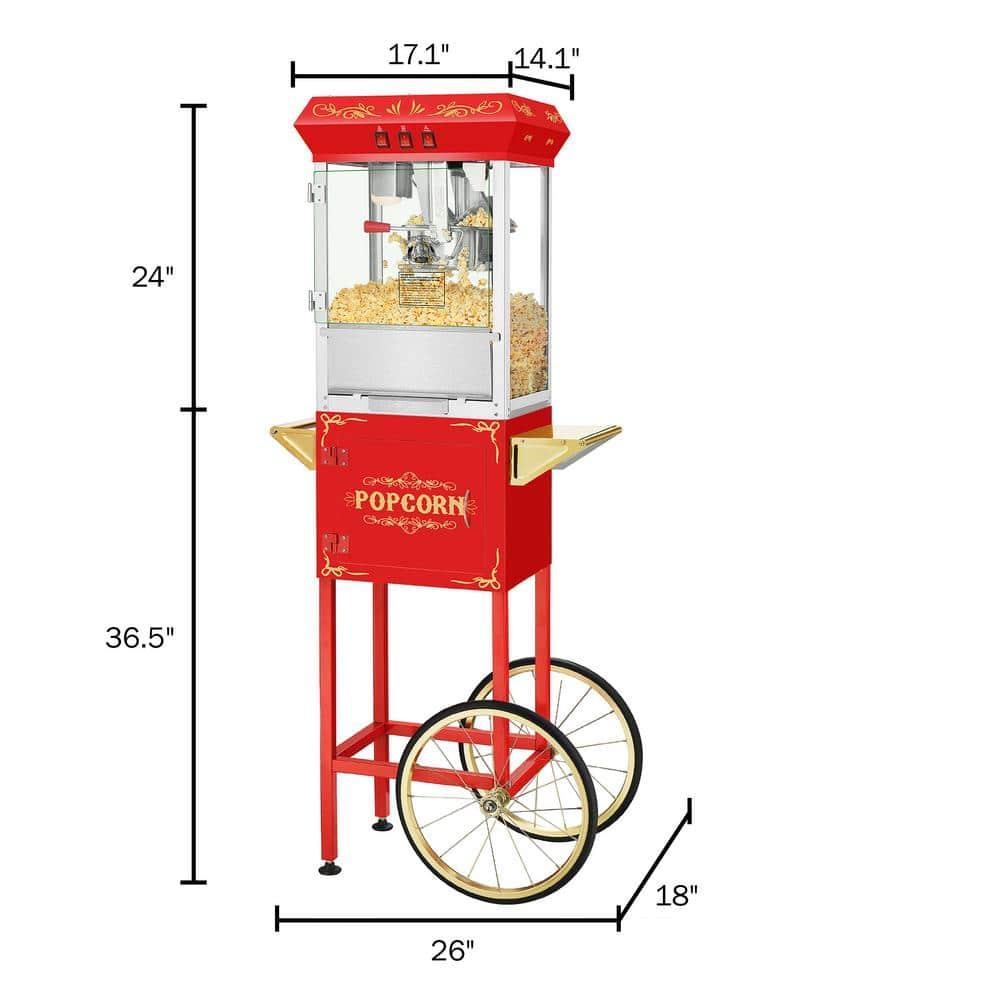 Superior Popcorn 8 oz. Movie Night Popcorn Maker Machine and Cart - Red