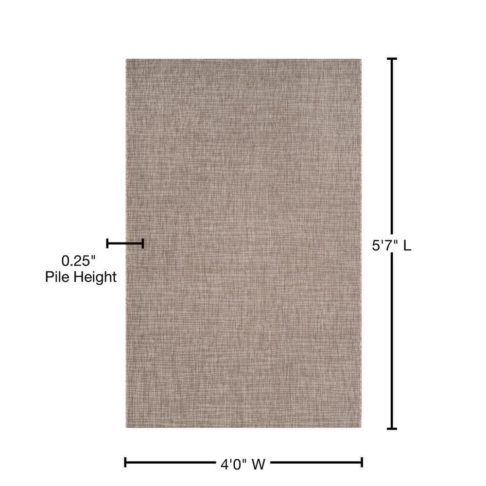 Courtyard Light Brown 4 ft. x 6 ft. Solid Indoor/Outdoor Patio  Area Rug