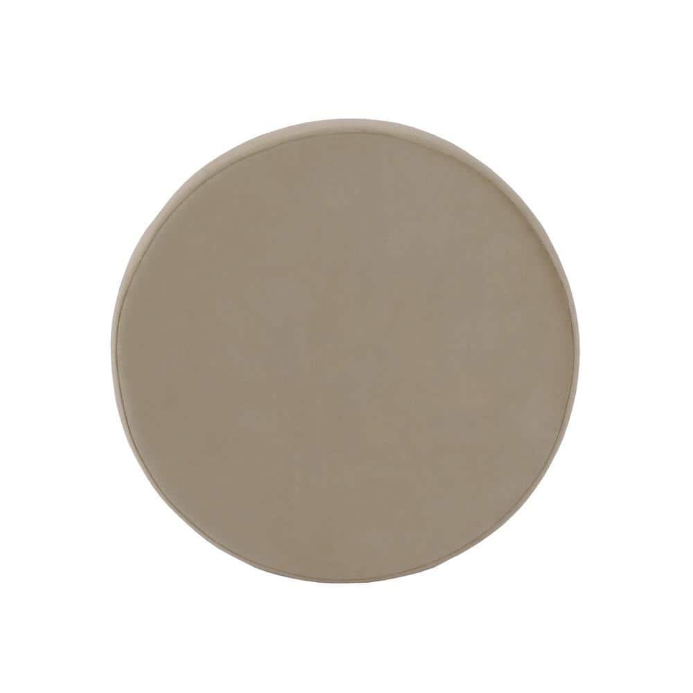 HomePop Round Storage Ottoman, Fawn Velvet