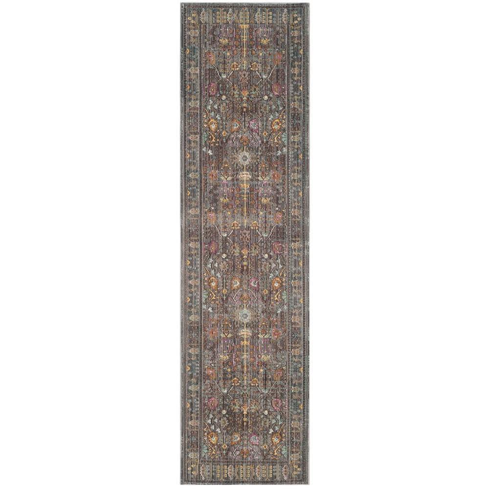 Valencia VAL108 Power Loomed Indoor Runner Rug - Grey/Multi - 2'3"x12' - Safavieh