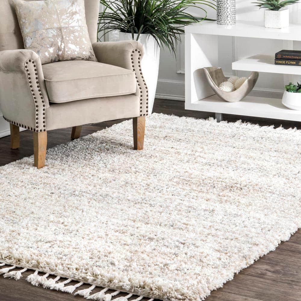 Nuloom Brooke Solid 9x12 Shag Indoor Area Rug for Living Room Bedroom Dining Room Nursery, Ivory