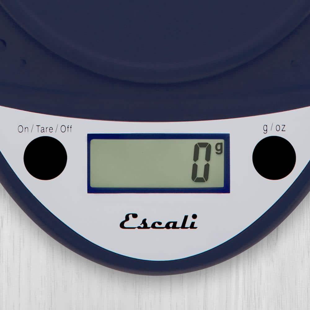 Escali Primo Digital Kitchen Scale Blue: LCD Display, 11 lb Capacity, Automatic Shut-Off, Metric Conversion