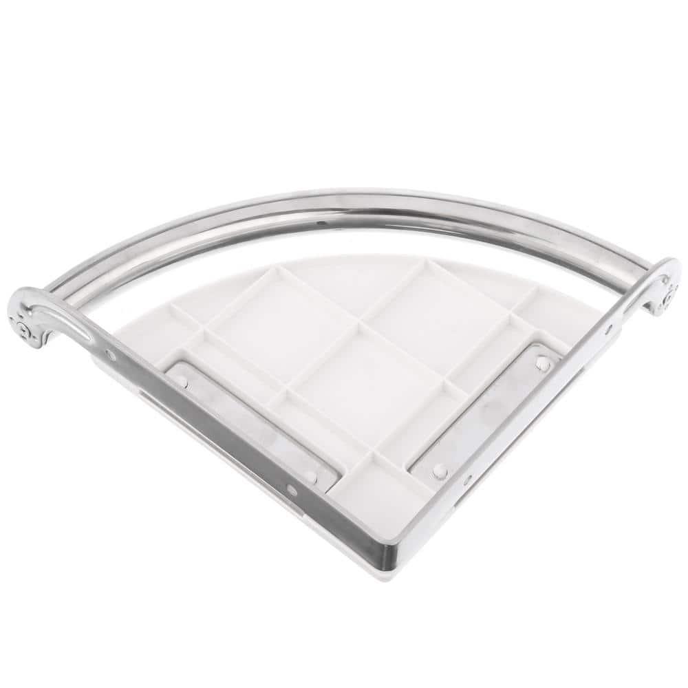 Delta 8-1/2 in. L Polished Chrome Stainless Steel Corner Shelf with Assist Bar
