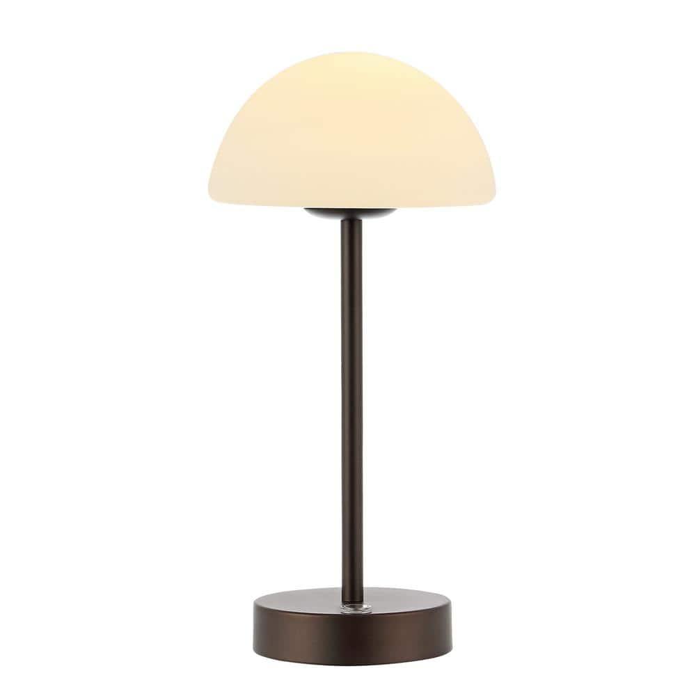 JONATHAN Y JYL7109B Xavier 12.5" Bohemian Farmhouse Iron Rechargeable Integrated Portable LED Table Lamp, Coastal, Contemporary for living room, dinning room, bedroom, Oil Rubbed Bronze/White