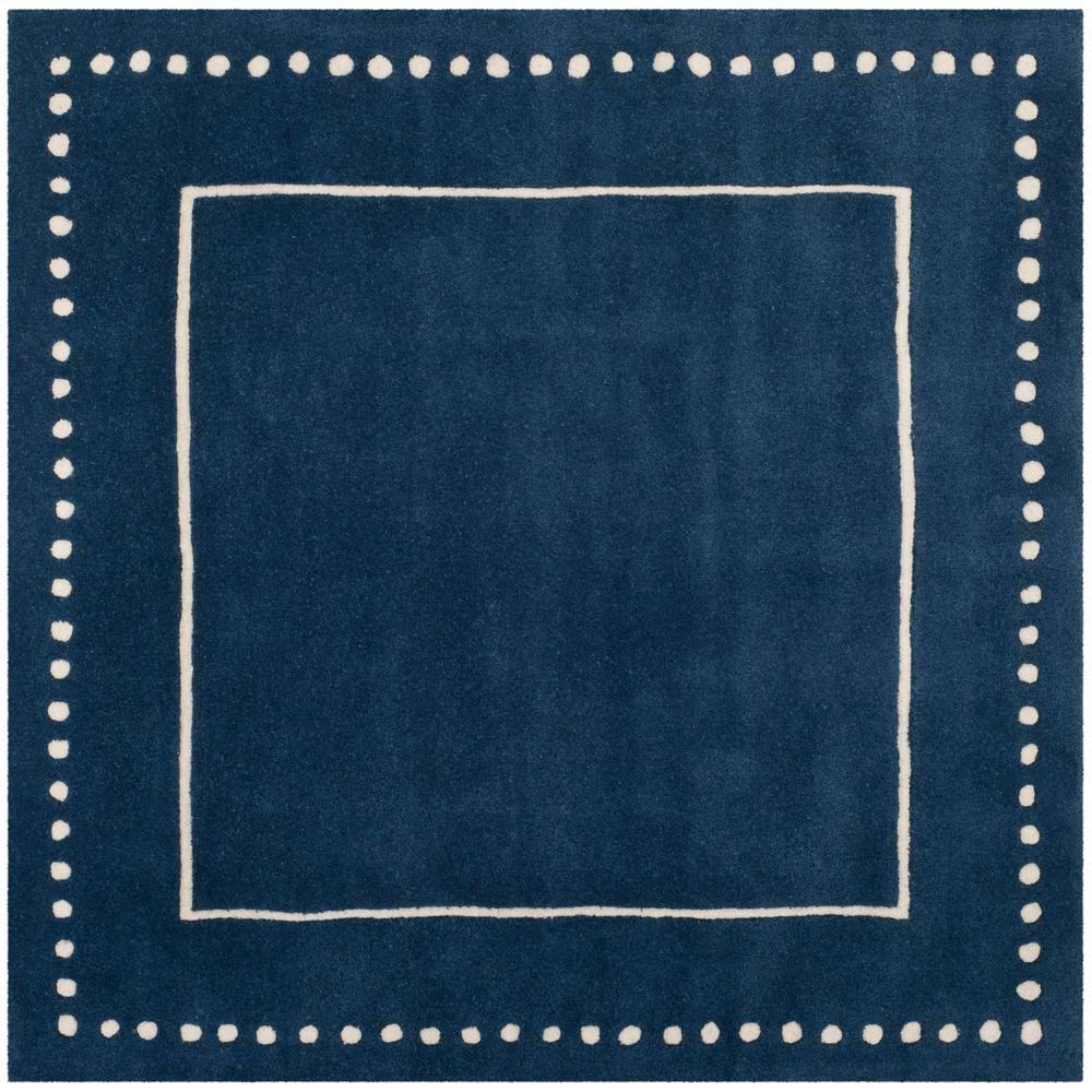 Bella BEL151 Hand Tufted Area Rug - Navy Blue/Ivory - 7'x7' - Safavieh..