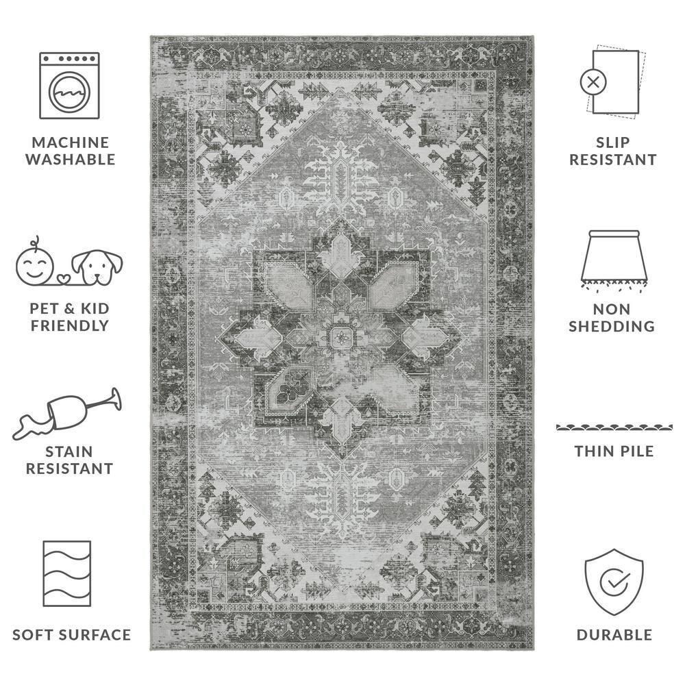 Tucson TSN102 Power Loomed Machine Washable Area Rug - Dark Sage/Ivory - 3'x5' - Safavieh.
