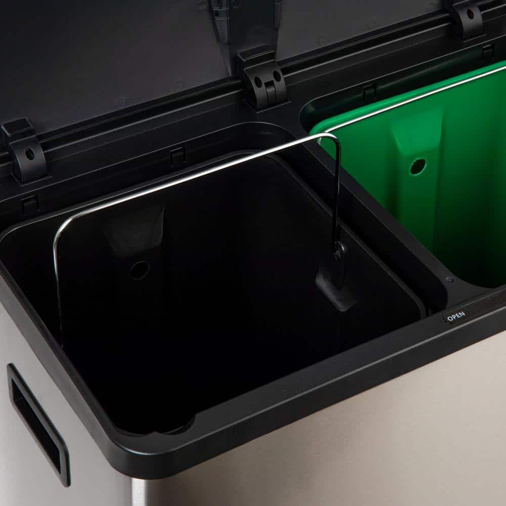 Household Essentials Steel Motion Sensor Multi-Compartment Trash/Recycling Bins - 8 Gallons