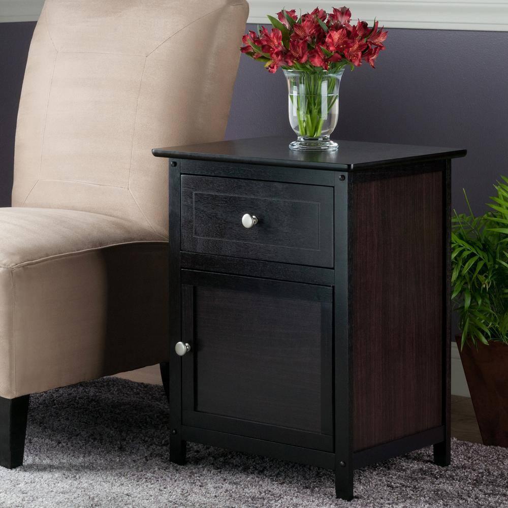 Eugene Nightstand - Espresso - Winsome: Wood Composite Bedside Cabinet with Storage