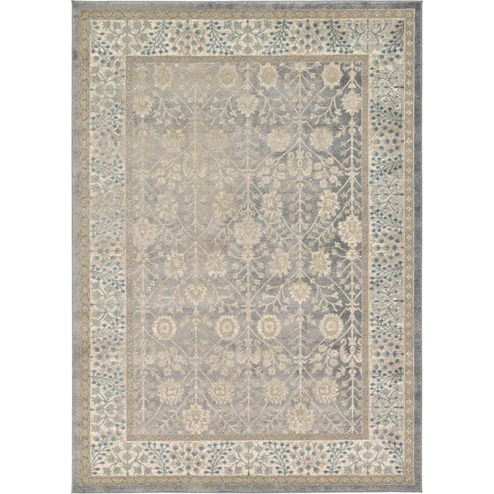 Unique Loom 7' 1 x 10' 0 Gray Salzburg Gneis Area Rug