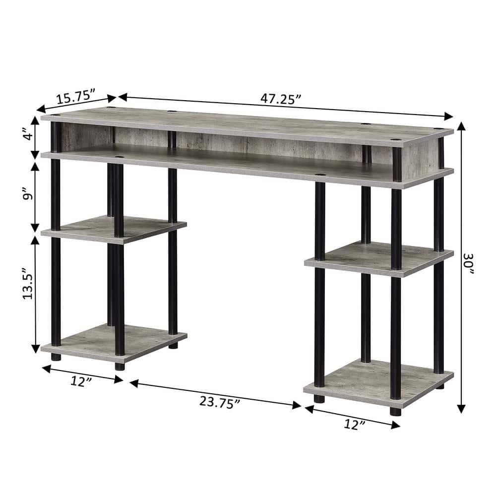 Convenience Concepts Designs2Go 30" Tall No Tools Student Desk with Shelves, Faux Birch/Black