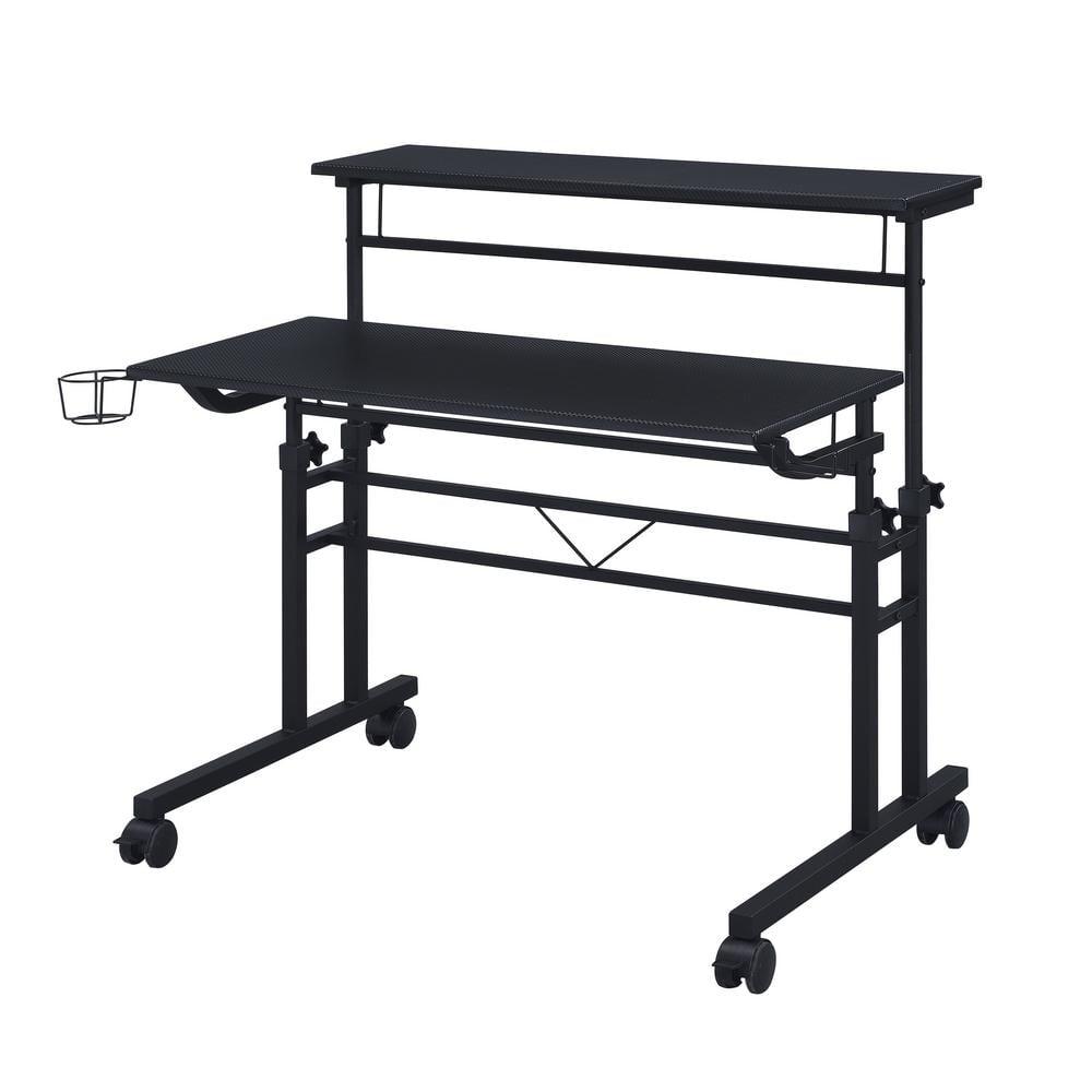 Inbox Zero Mobili Rolling Writing Desk – Height Adjustable with Moveable Shelf & Locking Wheels