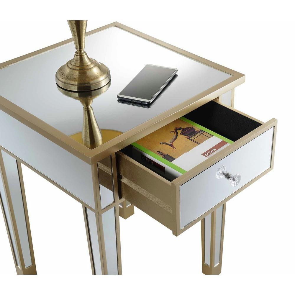 Convenience Concepts Gold Coast Mirrored End Table with Drawer, Multiple Colors