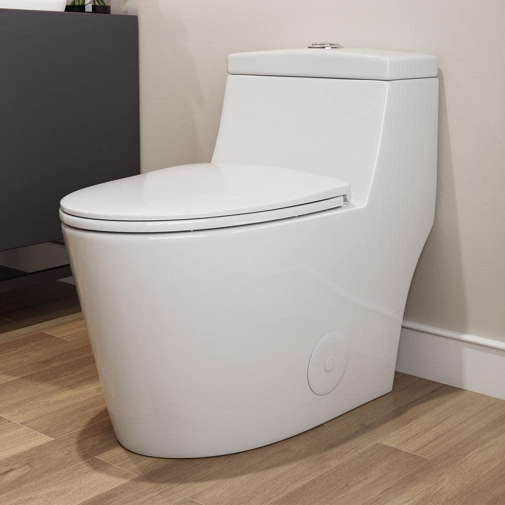 Greta Tornado Powerful Flush One-Piece Toilet, 1.28 GPF Elongated Floor Mounted