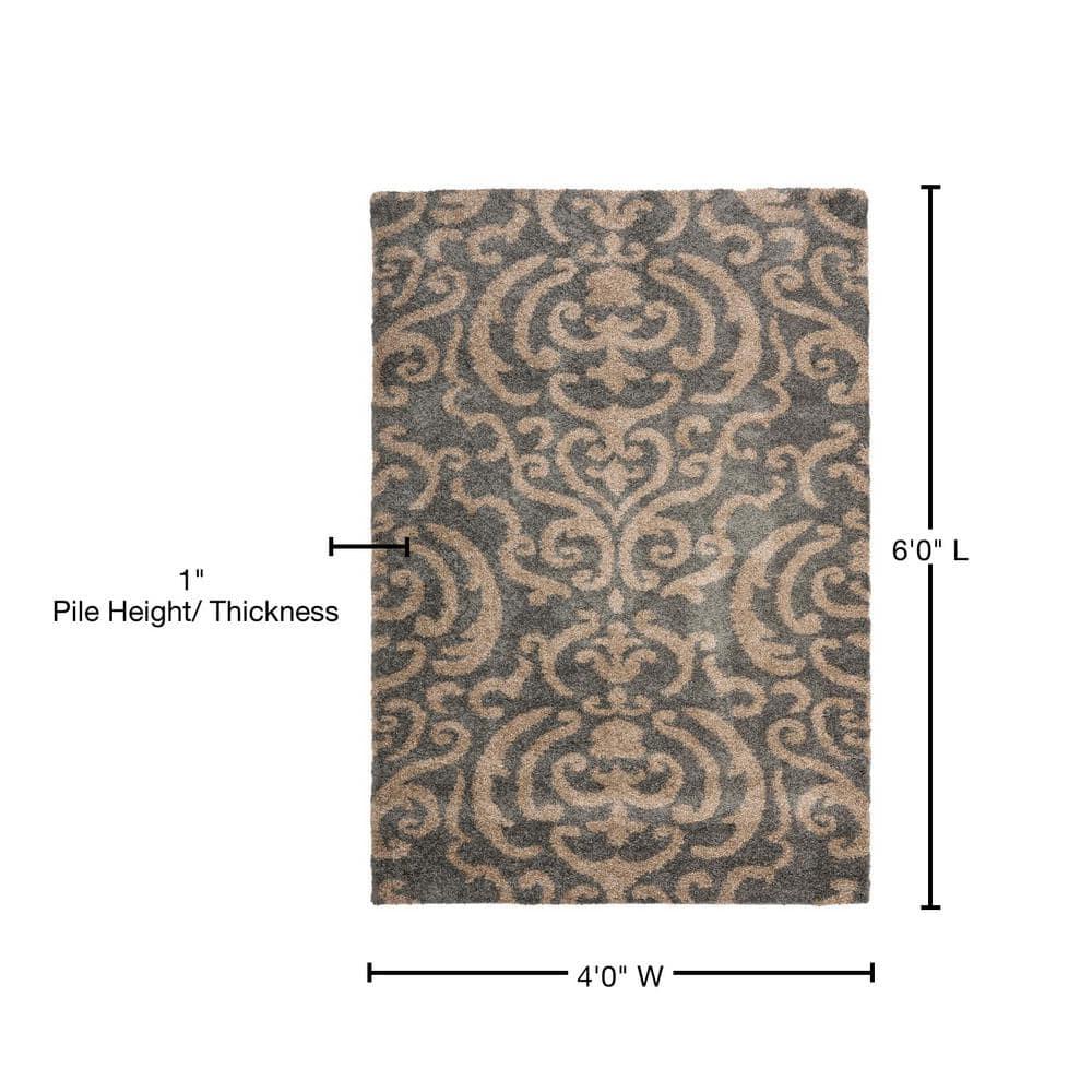 Florida Shag SG462 Power Loomed Indoor Area Rug - Grey/Beige - 4'x6' - Safavieh.