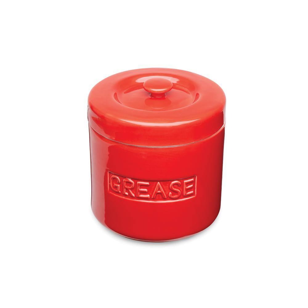 Fox Run Grease Container, Red Porcelain, 4 cup capacity
