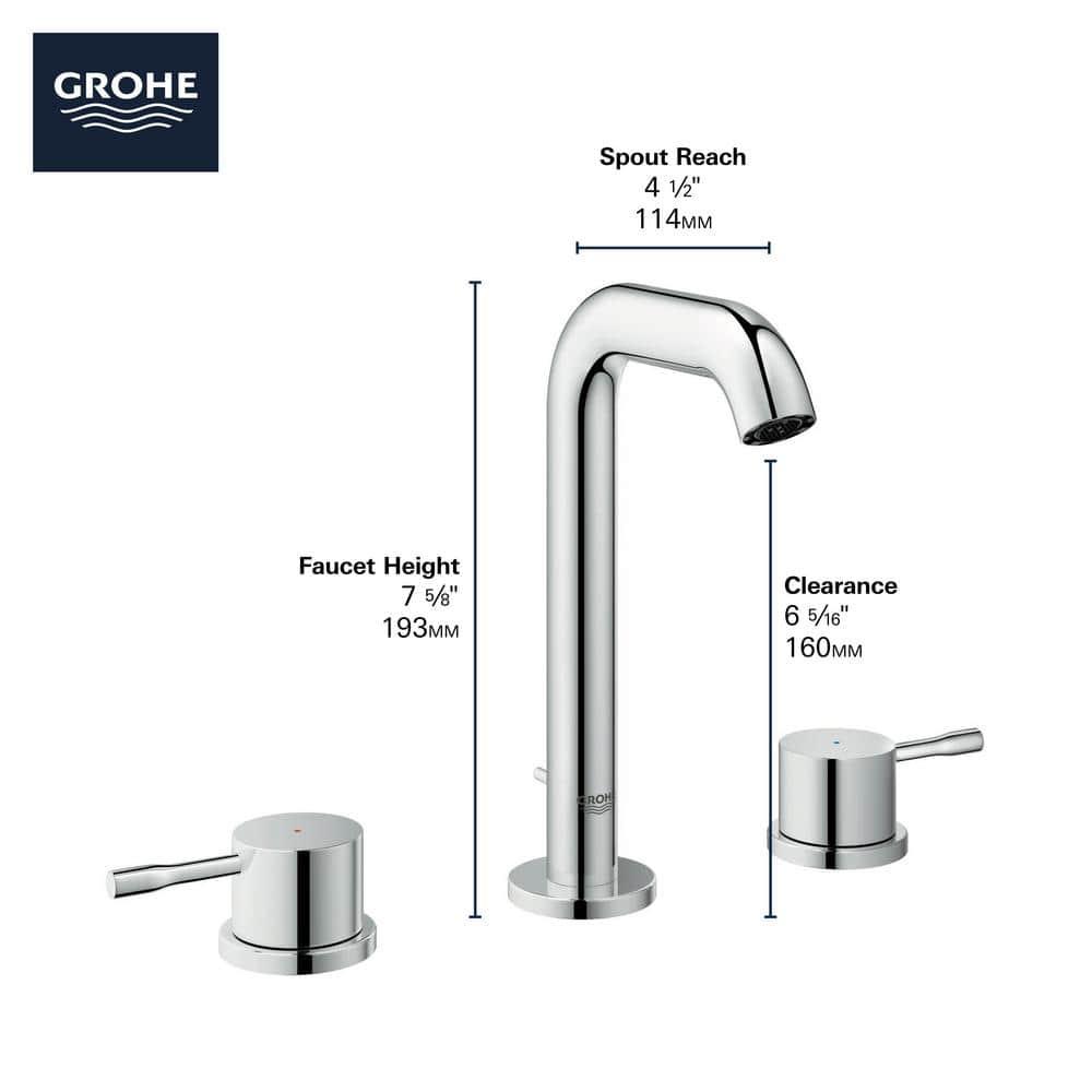 Essence New 8 in. Widespread 2-Handle Low-Arc Bathroom Faucet - 1.2 GPM