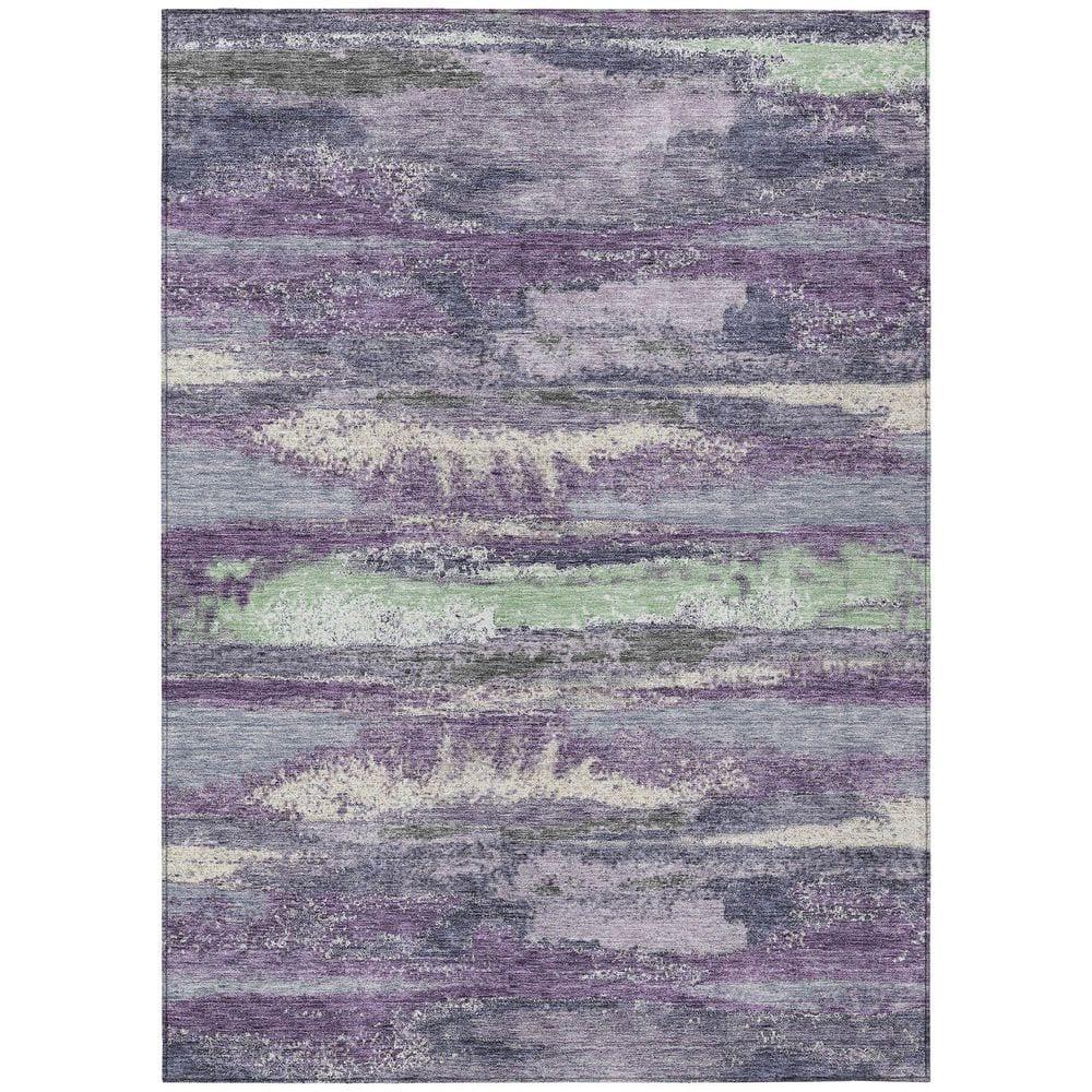 Purple Abstract 3' x 5' Machine Washable Indoor Outdoor Rug