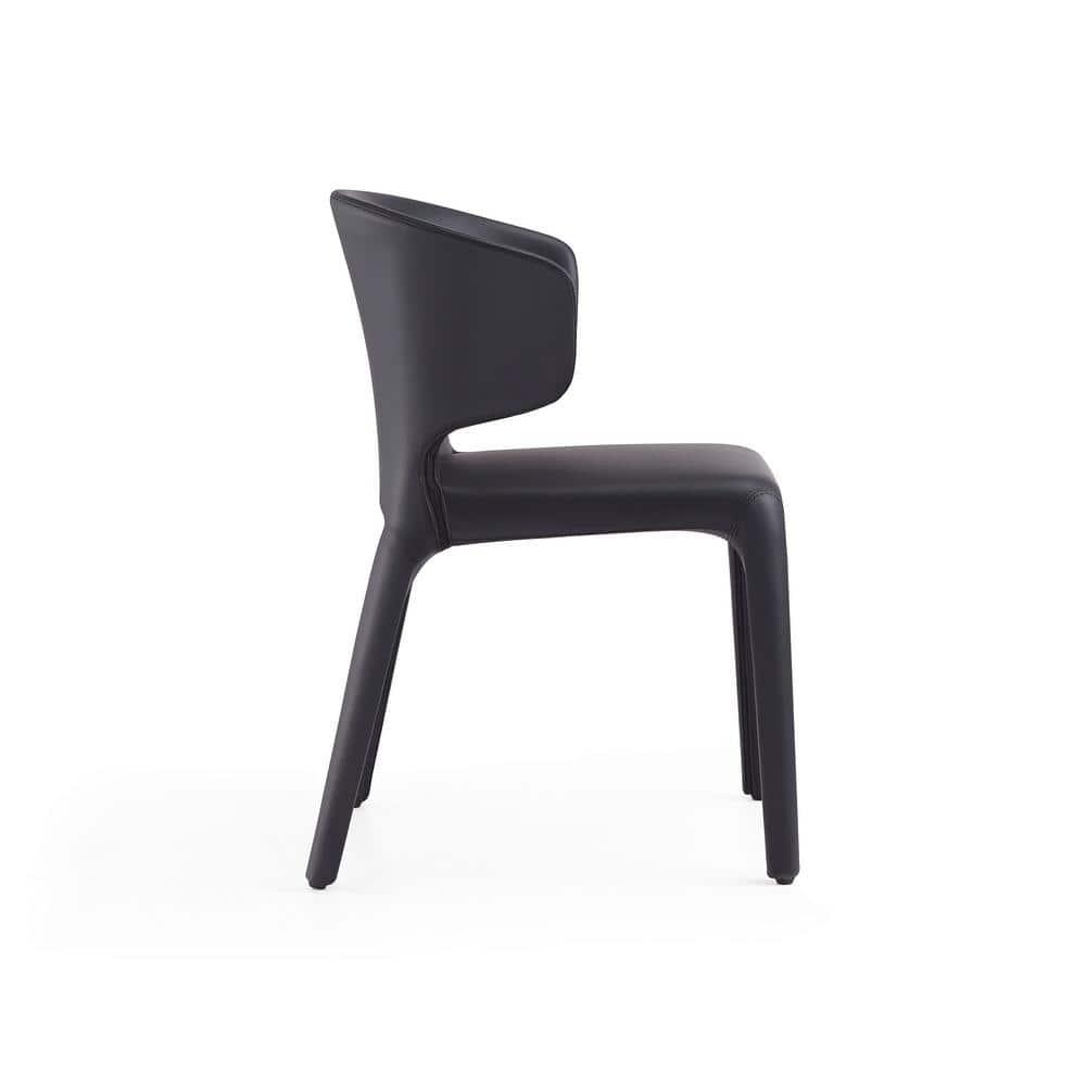 Set of 2 Conrad Faux Leather Dining Chairs Black - Manhattan Comfort: Mid-Century Modern, Metal Frame, Contoured Back