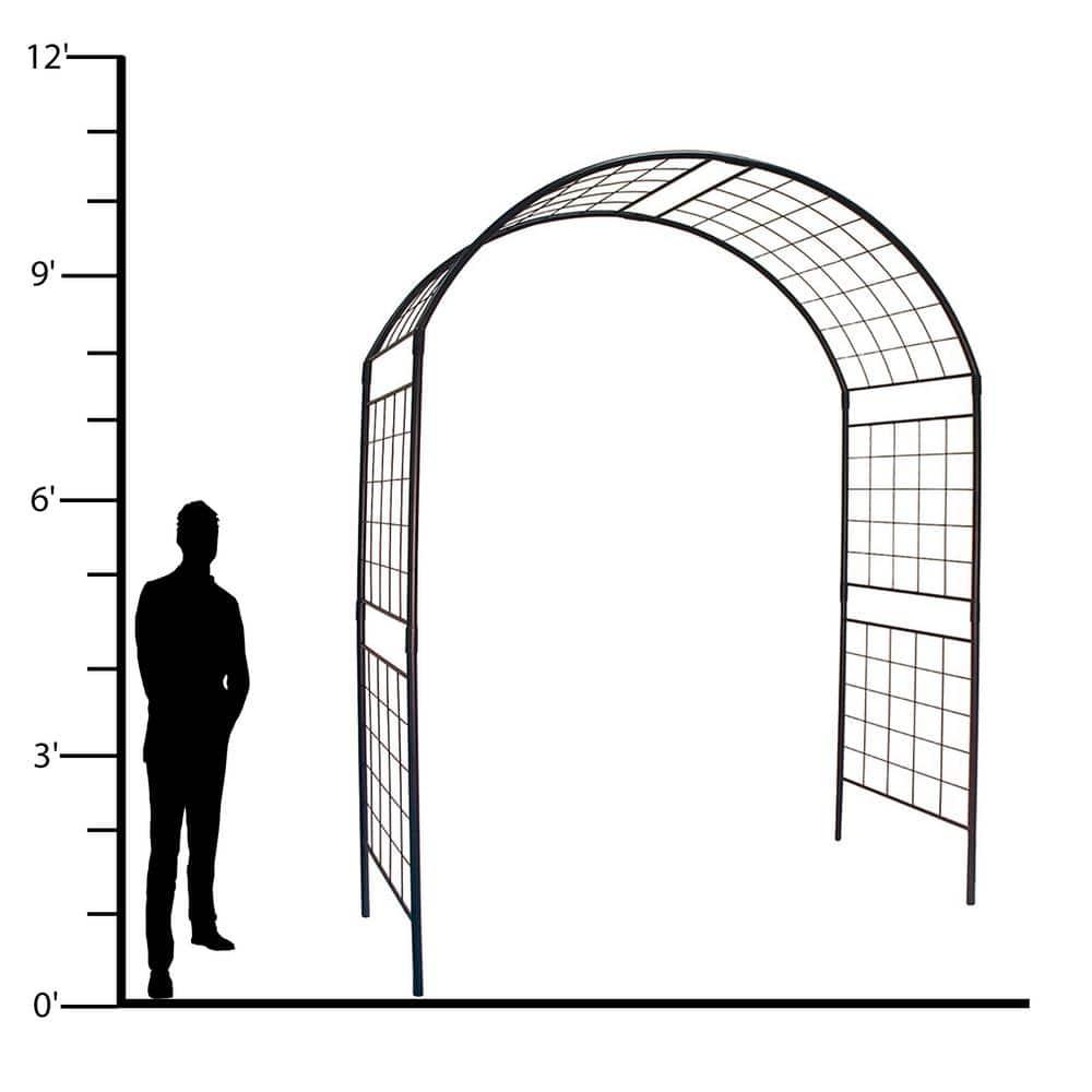 Achla Designs Elegant Handcrafted Monet II Wrought Iron Garden Arbor, 114.5 Inch Tall, Graphite Powder Coated Finish