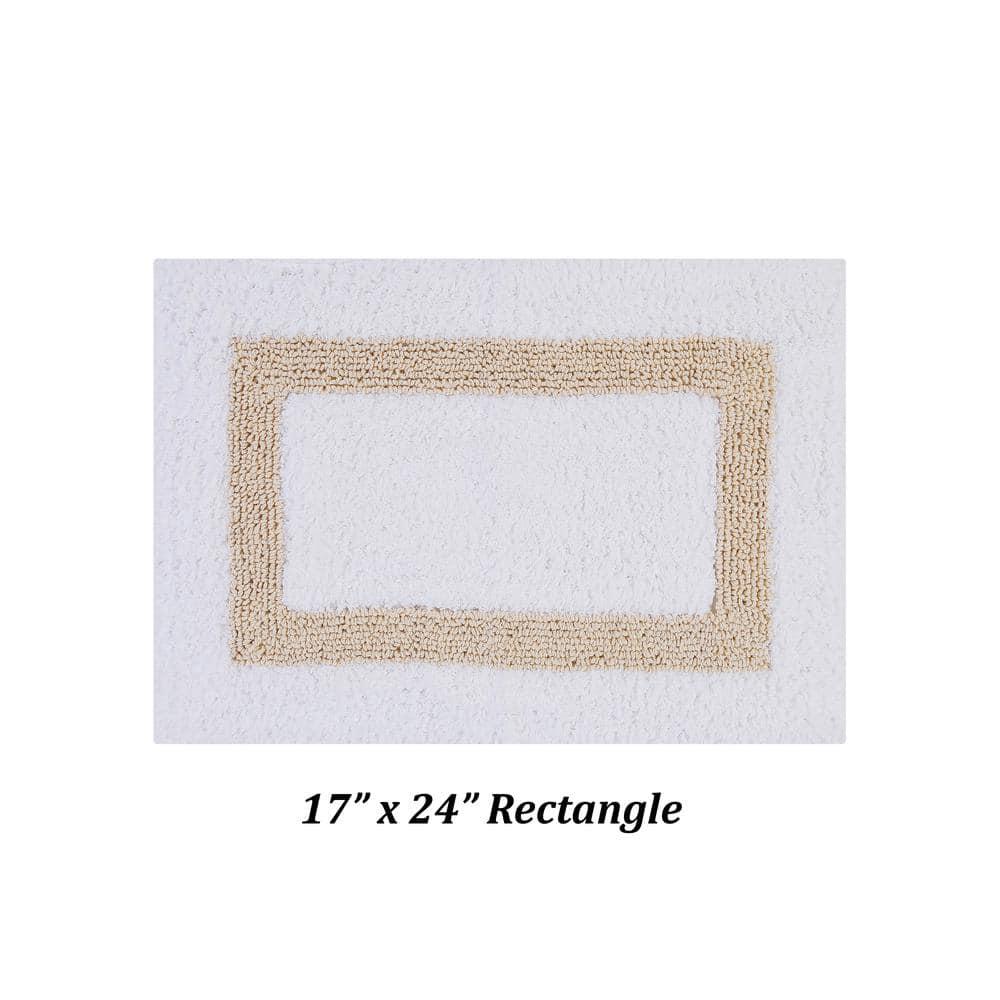 Better Trends Hotel 100% Cotton Tufted Two Tone Reversible Bath Rug 17" x 24" Rectangle - White/Sand