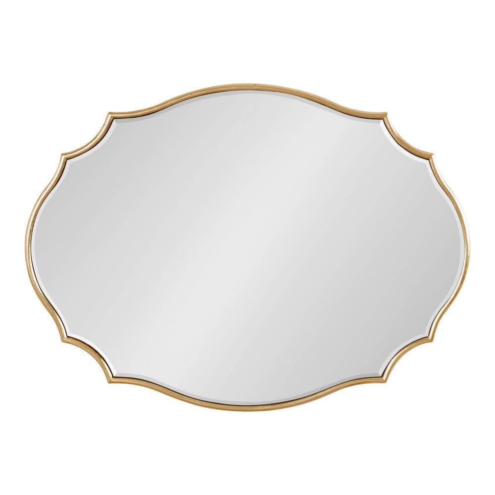Kate and Laurel Leanna Modern Scalloped Wall Mirror, 18 x 24, Gold, Glam Oval Mirror for Wall