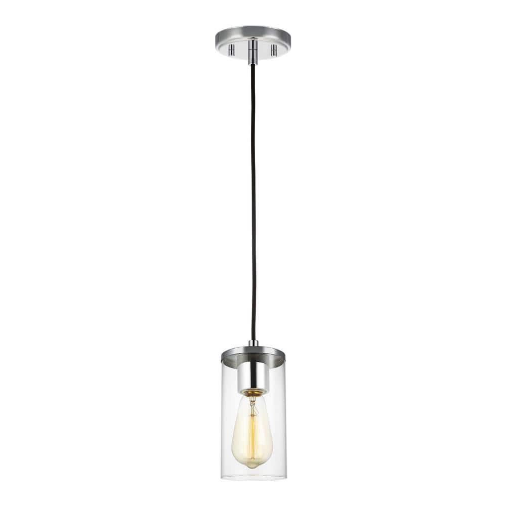 Zire Chrome Mini Pendant Light with Clear Glass Shade