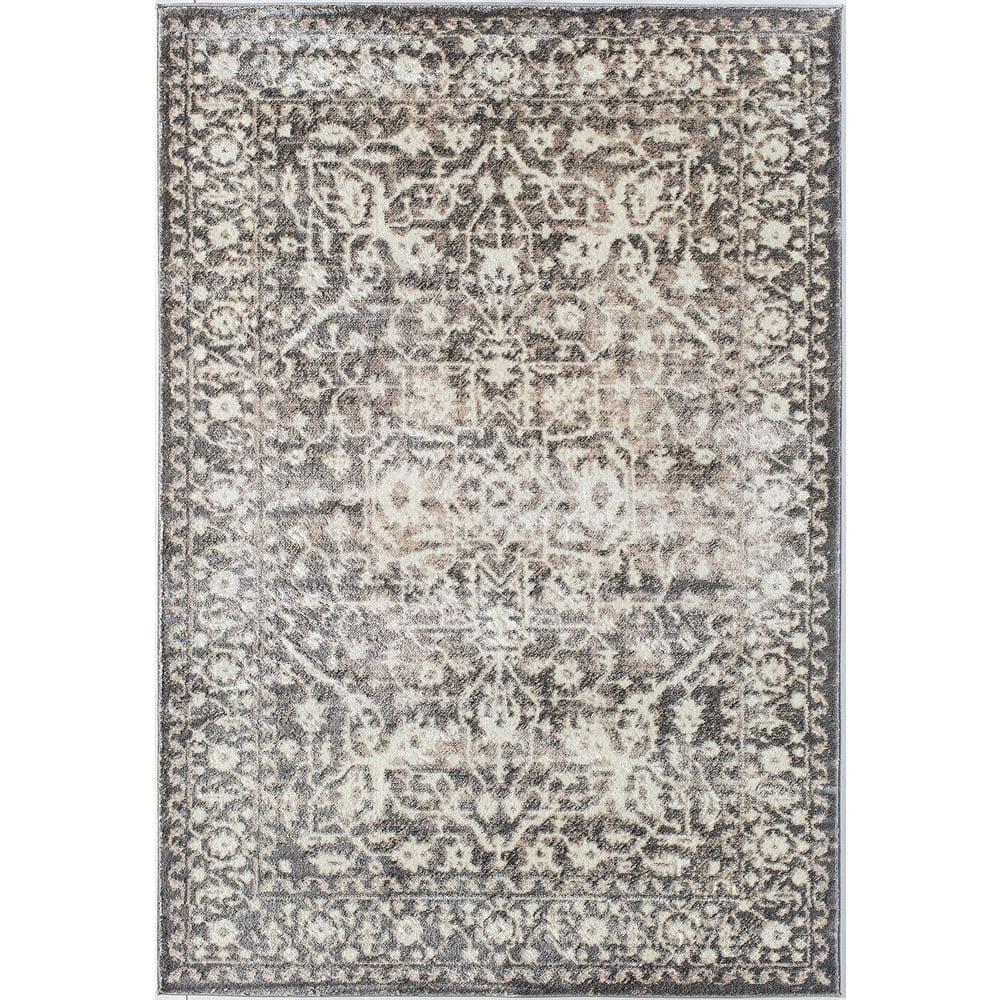 Rugs America Leopold LX20B Stone Transitional Cream Area Rug for Dining Room Rug Neutral Rug Living Room Rug Kitchen, 5'3"x7'