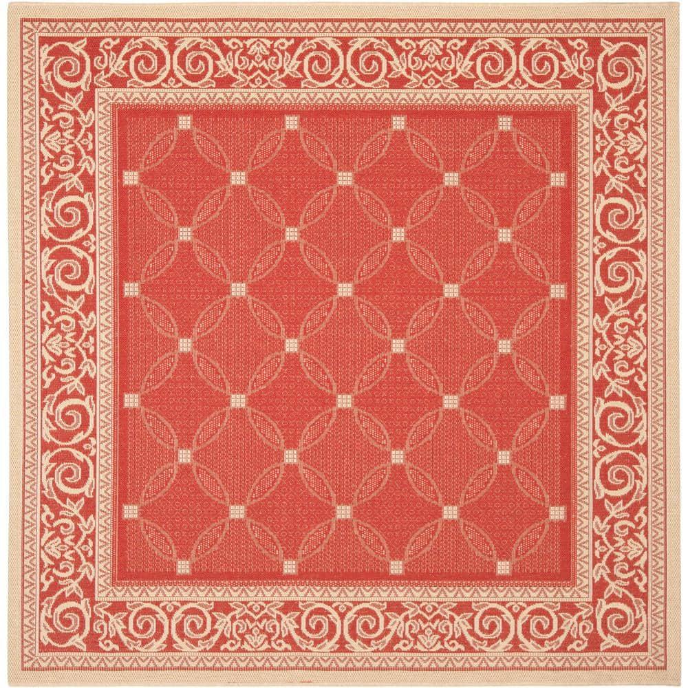 Courtyard CY1502 Power Loomed Indoor and Outdoor Area Rug - Red/Natural - 6'7"x6'7" - Safavieh