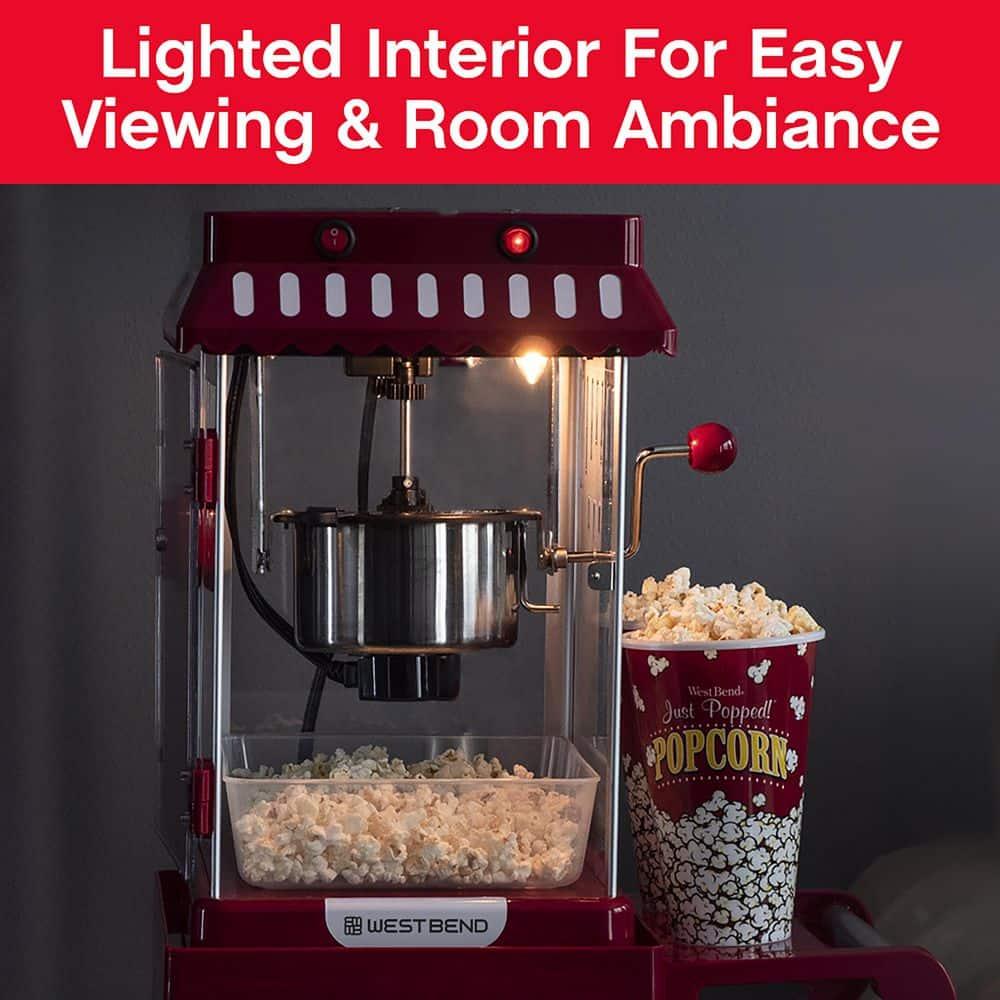 West Bend West Bend Compact Popcorn Machine and Cart, 10-Cup Capacity