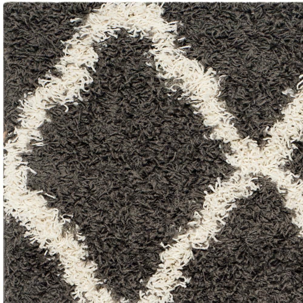 Dallas Shag SGD257 Power Loomed Indoor Accent Rug - Dark Grey/Ivory - 3'x5' - Safavieh.