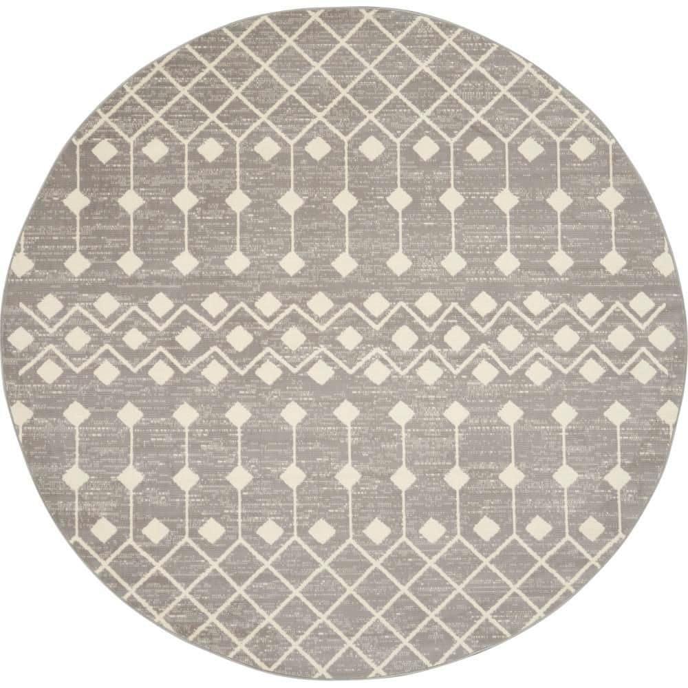 Nourison Grafix GRF37 Indoor Area Rug Grey 8' x ROUND