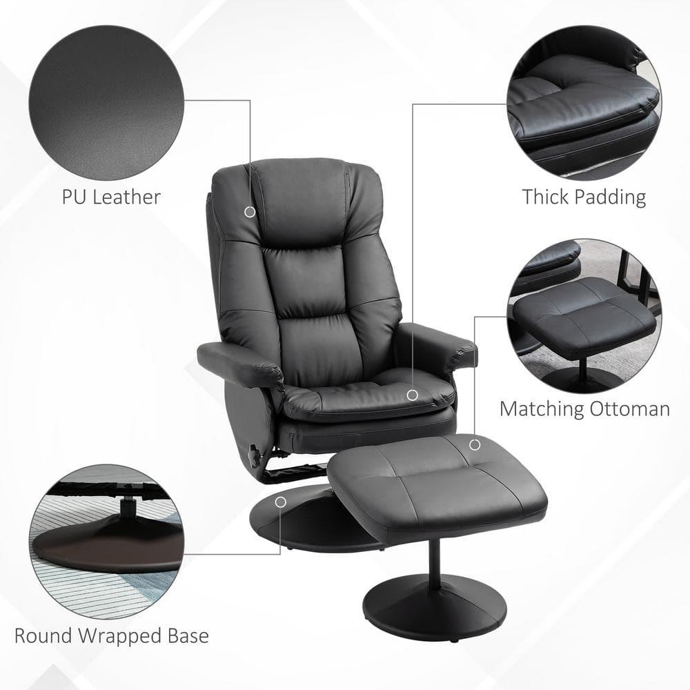 Faux Leather Recliner with Ottoman