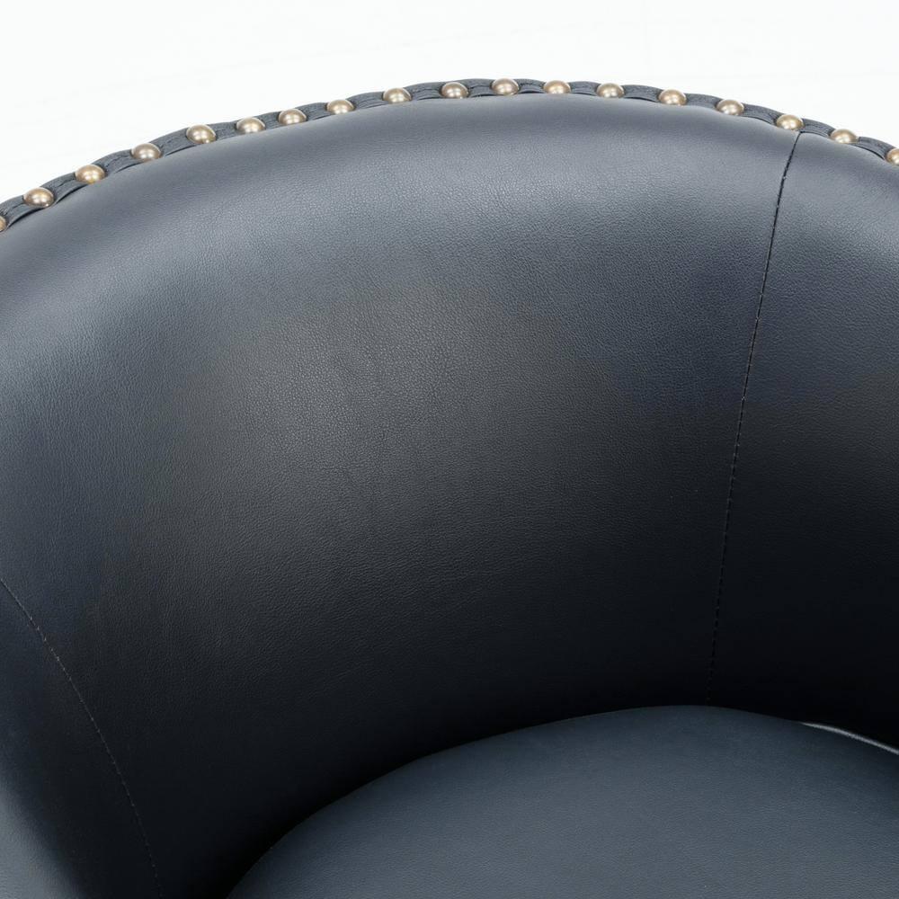 Comfort Pointe Tyler Swivel Arm Chair Midnight Blue: Upholstered, Nailhead Trim, Foam Filled, Wood Frame