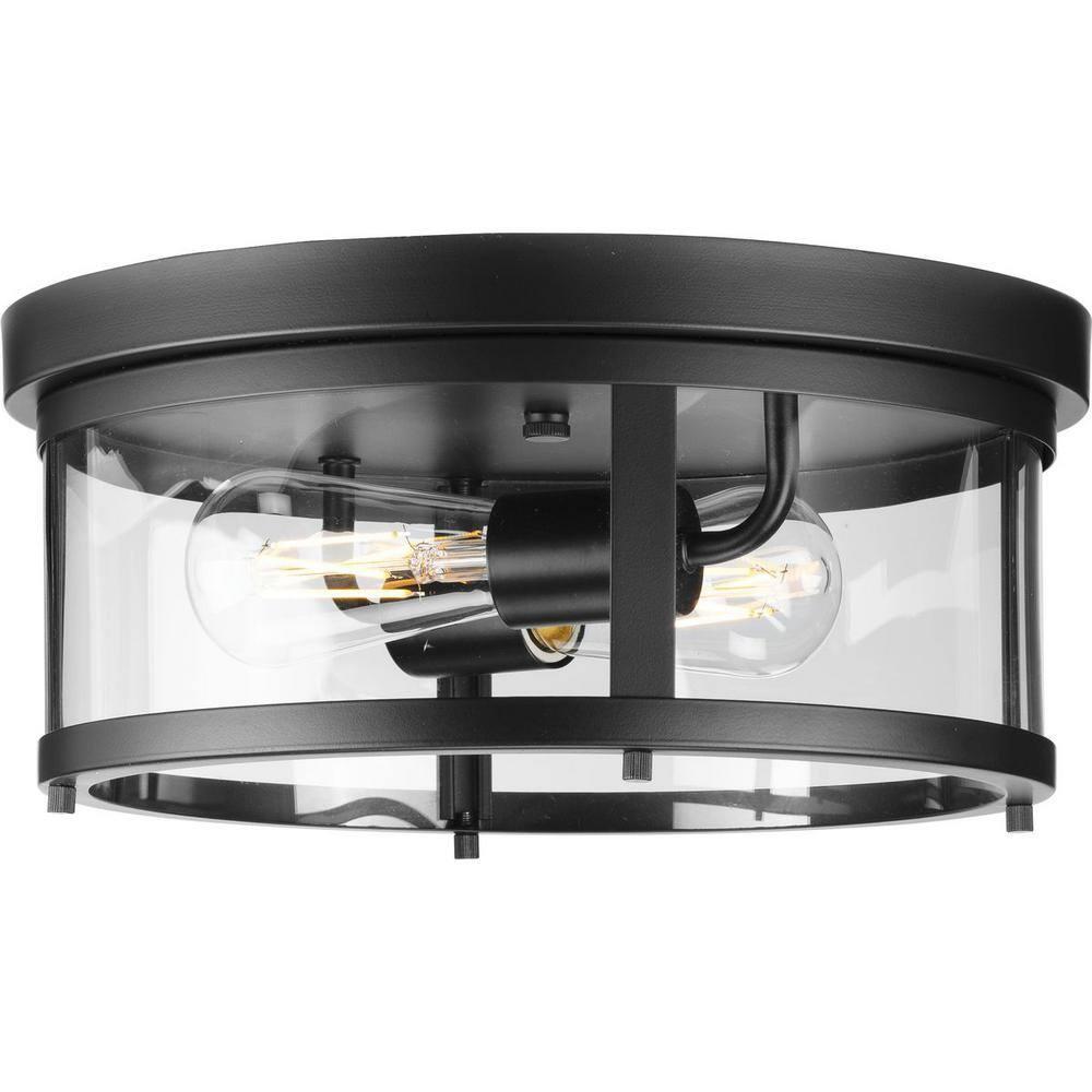 Progress Lighting Gunther Matte Black 2 - Bulb Outdoor Flush Mount Light