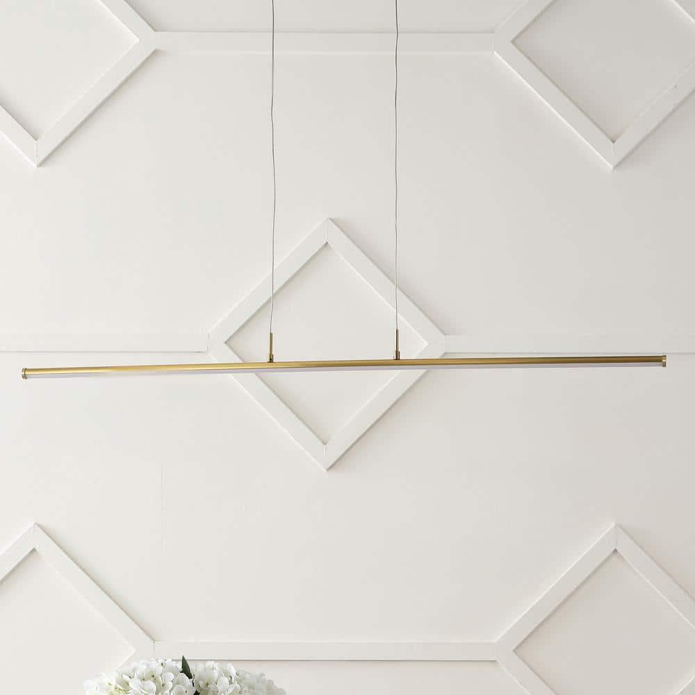 JONATHAN Y JYL7023C Conley 39.5" Adjustable Integrated LED Metal Linear Pendant, Brass Gold for Kitchen, Dining Room, Living Room