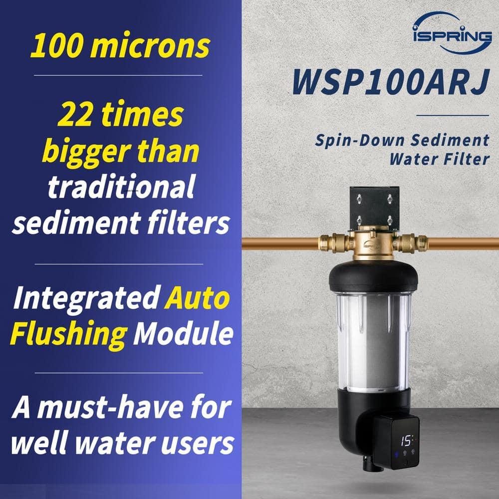 Jumbo Brass and Clear Spin-Down Sediment Water Filter with Auto Flushing