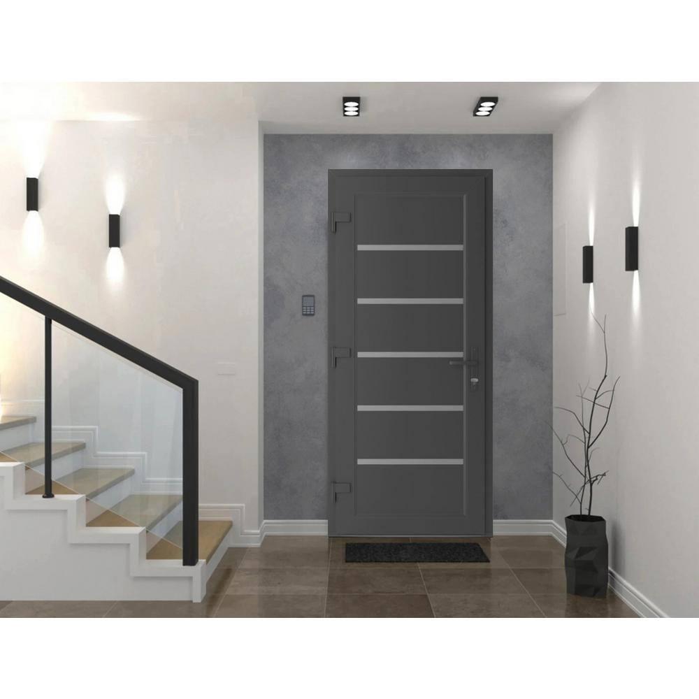 Front Exterior Prehung Metal-Plastic Door | Manux 8415 Antracite Grey | Office Commercial and Residential Doors Entrance Patio Garage W30x80 Right-hand