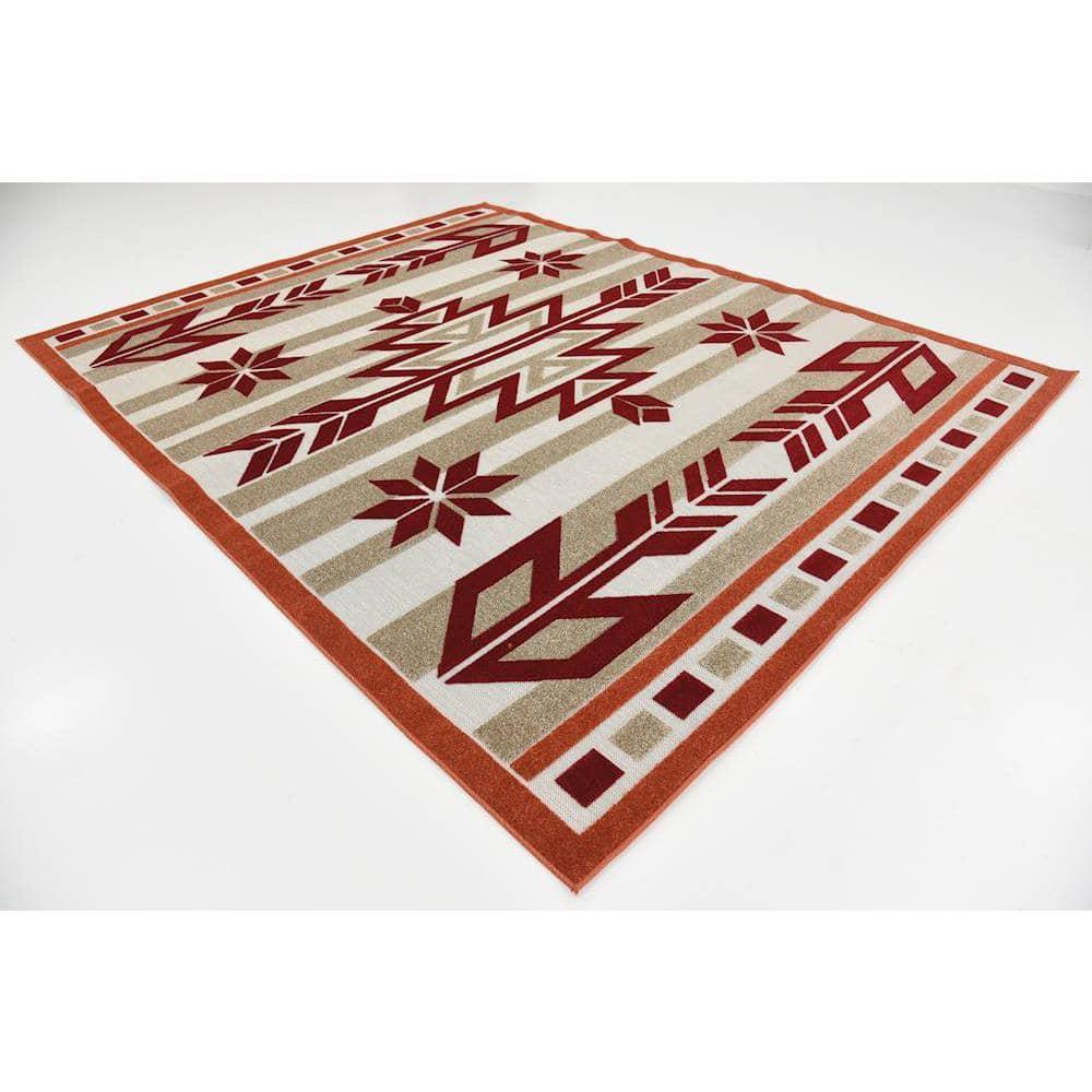 Unique Loom 8' 0 x 10' 0 Burgundy Outdoor Modern Albuquerque Area Rug